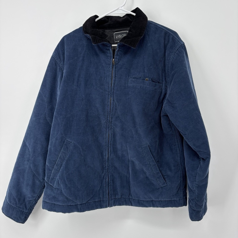 Valor Collection Corduroy Barn Jacket Full Zip Blue Men's Medium Western Country